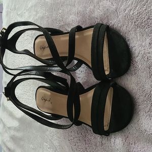 Qupid Black Strappy Heels
